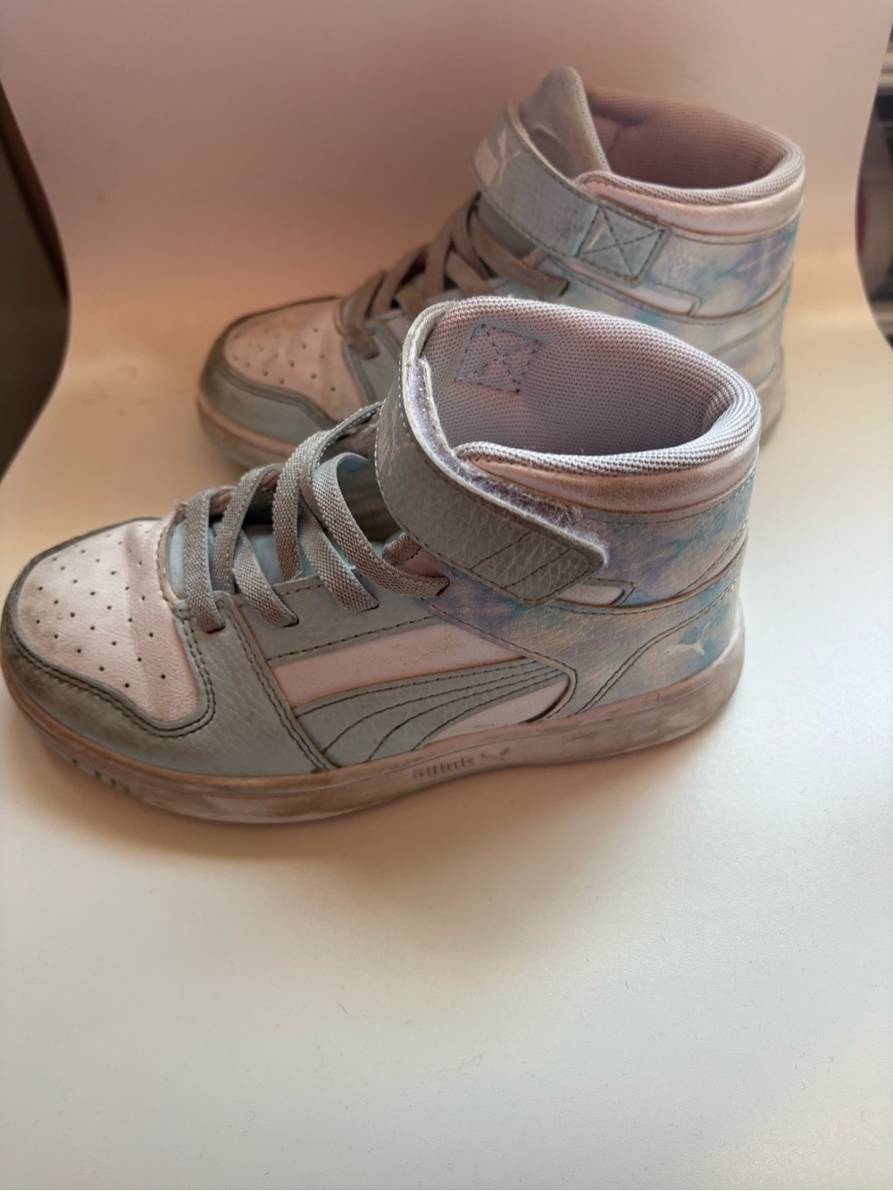 Kids PUMA High-Top Sneakers in Light Blue and White